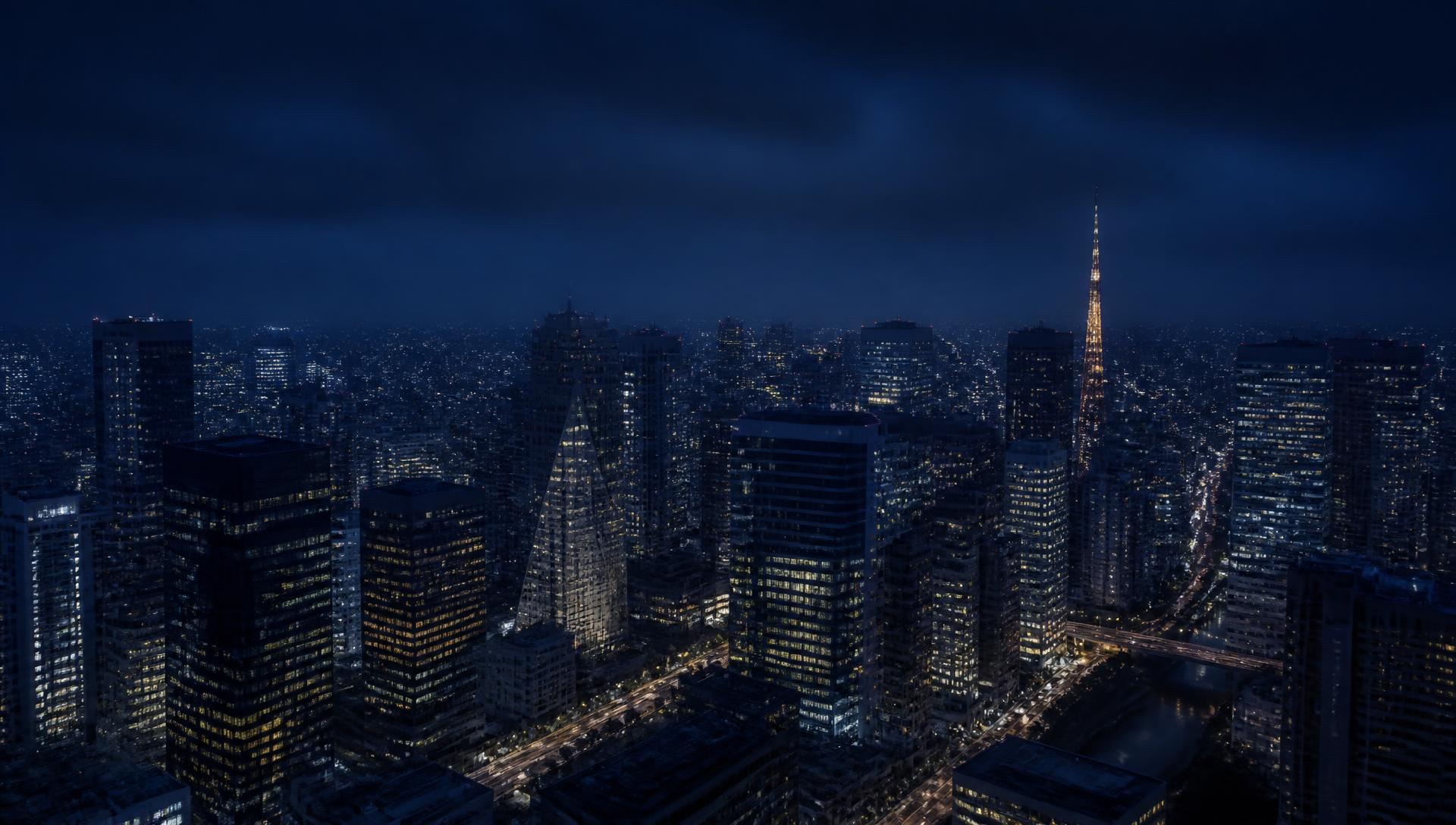 Skyline de São Paulo à noite visto do alto